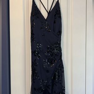NAVY BLUE SEQUENCE HOMECOMING DRESS